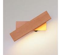 Schindora Wood LED Wall Lights Indoor,4W 3000K Wall Lights for Living Room with Switch,360° Rotatable Modern Bedroom Lamp for Bedside Hallway,21Cm