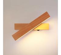 Schindora Wood LED Wall Lights Indoor,6W 3000K Wall Lights for Living Room with Switch,360° Rotatable Modern Bedroom Lamp for Bedside Hallway,31Cm