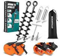 SCHINTILLO Awning Tie Down Kit Storm Straps for Awnings, Storm Protection Tie Down Strap for Motorhome & Caravan Awnings Accessories, Complete Set with 37CM Upgraded Ground Anchors and Springs