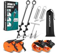 SCHINTILLO Awning Tie Down Kit Storm Straps for Motorhome Awnings | Awning Accessories Storm Protection Complete Set with 39CM Ground Anchors, Resistant to 110 km/h, 850 Lbs Excellent Grip