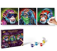 Schipper 602100570 Numbers The Three Monkeys Adults, Includes Brush and Acrylic Paints, 120 x 40 cm