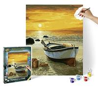 Schipper 609130885 Painting by Numbers - Fishing Boat on the Beach - Painting Pictures for Adults with Brush and Acrylic Paints 40 x 50 cm