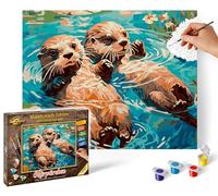 Schipper 609240917 Painting by Numbers - Otter Couple - Painting Pictures for Adults Including Brush and Acrylic Paints 24 x 30 cm