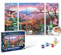 Schipper 609260751 Adults’ Painting by Numbers Kit, Cherry Blossoms In Japan, Includes Brush and Acrylic Paints, Triptych, 50 x 80 cm