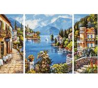 Schipper 609260818 Painting by Numbers - Lago Romantico - Painting Pictures for Adults Including Brush and Acrylic Paints Triptych 50 x 80 cm