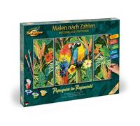Schipper 609260853 Painting by Numbers - Papagaien in the Rainforest Painting for Adults Including Brush and Acrylic Paints Triptych 50 x 80 cm