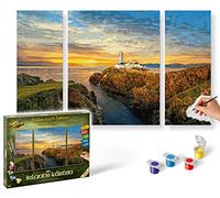 Schipper 609260886 Paint by Numbers - On Ireland's Coasts - Painting Pictures for Adults, Includes Brush and Acrylic Paints, Triptych, 50 x 80 cm