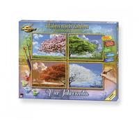 Schipper Quattro 609340902 Painting by Numbers - Four Seasons - Painting Pictures for Adults, Includes Brush and Acrylic Paints, 18 x 24 cm Each