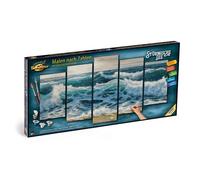 Schipper 609450865 Paint by Numbers - Storm Sea - Painting Pictures for Adults - Includes Brush and Acrylic Paints - 5 Pictures - Master Class Polyptych - Professional Edition - 132 x 72 cm