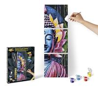 Schipper Buddha Painting by Numbers Kit for Adults, Acrylic Paints, 3 Pre-Printed Canvases, 40 x 120 cm