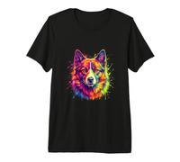 Schipperke Colorful Dog Portrait Premium T-Shirt