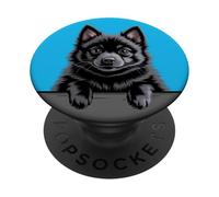 Schipperke Cute Peeking Black Puppy Dog Lover PopSockets Adhesive PopGrip