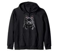 Schipperke Cute Peeking Black Puppy Dog Lover Zip Hoodie