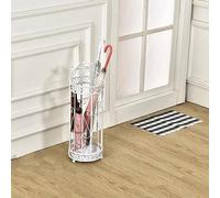 Schirmständer Creative Modern Style Umbrella Stand Rack, Hollowed out Design Bucket with Drip Tray, Cane Walking Sticks Holder Space Saving Organizer, Home Office Decor Umbrella Holder(White)
