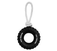 SCHITEC Dog Chew Toy with Rubber Tire & Tug of War Rope for Medium Large Dogs Aggressive Chewers, Interactive Fetch Play Treat Dispenser Pull Toys (Black)