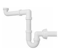Schläfer 4395023 | Universal 1"1/4 Siphon for Sinks - diam40mm Outlet, Plastic S-Siphon Set, Space-Saving self-Cleaning Sink Drain 1 Bowl Single Connection Sink