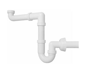 Schläfer 4395023 | Universal 1"1/4 Siphon for Sinks - diam40mm Outlet, Plastic S-Siphon Set, Space-Saving self-Cleaning Sink Drain 1 Bowl Single Connection Sink