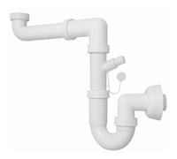 Schläfer 4395025 | Universal Siphon 1"1/2 for Sinks - Outlet diam40mm, Plastic S-Siphon Set, Space-Saving Self-Cleaning Sink Drain for Single Sink with Dishwasher or Washing Machine Connection.