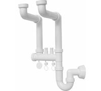 Schläfer 4395027 | Universal 2-Way 1"1/2 Siphon for Stainless Steel Sinks with Double Dishwasher Connection - diam40mm Outlet, Space-Saving self-Cleaning Siphon Set 2 Bowls, Double Sink
