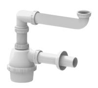 Schläfer 4395301 | Kitchen Sink Siphon, Space-Saving Universal Siphon for Sink and Washbasin 1" 1/2 - Drain Fitting diam. 40mm, Trap Telescopic Height Adjustable. Plastic White.
