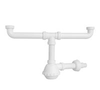 Schläfer 4395302 | Kitchen Sink Siphon, Space-Saving Universal Siphon for Double Sink and Washbasin 1 1/2 - Drain Fitting diam. 40mm, Trap Telescopic, Height Adjustable. 2-Bowl Sink Siphon.