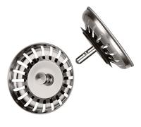 Schläfer 439722 Sink Strainer 3.5 Inches for Eccentric 83 mm Stainless Steel Sink Strainer with Plug Function Also for Blanco Sink Replacement Part Drain Strainer Kitchen Sink Set of 2