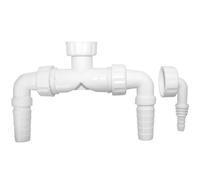 Schläfer 655823 | Double Drain Fitting for Washing Machine and Dryer Together or Dishwasher with Non-Return Valves, for 1" Built-in Siphons, White Color