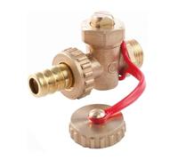 Schläfer 704411 | HS Drain Valve Ball Valve Male Thread 1/2" DN15, Pn16 with Hose Barb and Cap, Yellow Brass, Brass Fitting.