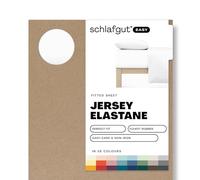 schlafgut Easy Jersey Elastane Fitted Sheet 140x200 to 160x220, made of super soft cotton & 5% elastane, FlexFit rubber for a wrinkle-free fit, OEKO TEX certified, Full-White