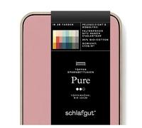 schlafgut Pure fitted sheet for topper mattresses up to 10cm height, 95% organic cotton and 5% elastane for a wrinkle-free fit (Purple Mid, L 140x200cm - 160x220cm)