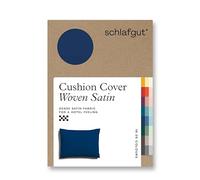 schlafgut Woven Satin cushion cover - 60x80 cm, made with 100% cotton, Hidden zip, Ultra soft and breathable, Premium quality, OEKO TEX certified, Blue Deep
