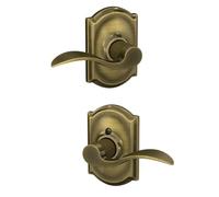 SCHLAGE Accent Lever with Camelot Trim Hall and Closet Lock in Antique Brass - F10 Acc 609 CAM