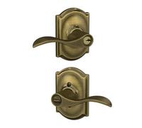 SCHLAGE Accent Lever with Camelot Trim Keyed Entry Lock in Antique Brass - F51A Acc 609 CAM