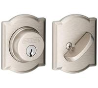 SCHLAGE B60NCAM619 Deadbolt with Camelot Trim Keyed 1 Side, Highest Residential Security, Satin Nickel