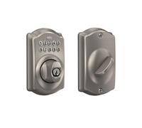 Schlage BE365 V CAM 619 Camelot Keypad Deadbolt Electronic Keyless Entry Lock Satin Nickel