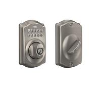SCHLAGE BE365VCAM619 Camelot Keypad Deadbolt Electronic Keyless Entry Lock, Satin Nickel