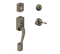 SCHLAGE Camelot Single Cylinder Handleset and Left Hand Accent Lever, Antique Pewter (F60 CAM 620 Acc LH)