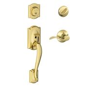 SCHLAGE Camelot Single Cylinder Handleset and Left Hand Accent Lever, Bright Brass (F60 CAM 505 Acc 605 LH)