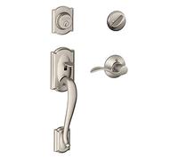 SCHLAGE Camelot Single Cylinder Handleset and Right Hand Accent Lever, Satin Nickel (F60 CAM 619 Acc RH) Lock Company