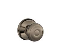 SCHLAGE F10GEO620 Georgian F10 Round Door Knob Lock, Solid, Antique Pewter, Passage
