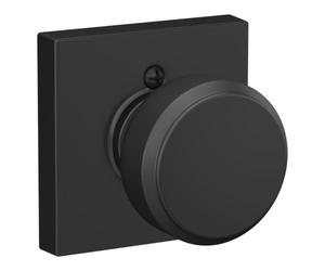 Schlage F170 BWE 622 COL Bowery Knob with Collins Trim Non-Turning Dummy Door Handle, Matte Black