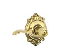 Schlage F40 Acc 605 BRK Brookshire Collection Accent Privacy Lever, Bright Brass