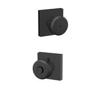SCHLAGE F40 BWE 622 COL Bowery Knob with Collins Trim Bed & Bath Privacy Door Lock, Matte Black