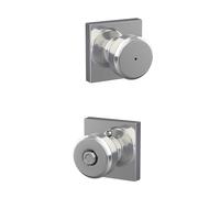 SCHLAGE F40 BWE 625 COL Bowery Knob with Collins Trim Bed & Bath Privacy Door Lock, Bright Chrome