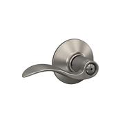 SCHLAGE F40VACC619 Accent Door Lever Bed & Bath Privacy Lock, Satin Nickel, 1 Pack