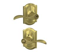 Schlage F51A Acc 608 CAM Accent Lever with Camelot Trim Keyed Entry, Satin Brass