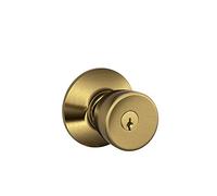 Schlage F51A BEL 609 Bell Knob Keyed Entry Lock, Antique Brass