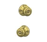 Schlage F51A GEO 608 Georgian Knob Keyed Entry, Satin Brass