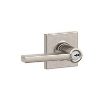 SCHLAGE F51A LAT 619 COL Latitude Lever with Collins Trim Keyed Entry Lock, Satin Nickel