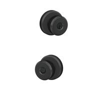 SCHLAGE F51ABWE622GSN Bowery Door Knob with Greyson Trim Keyed Entry Lock, Matte Black